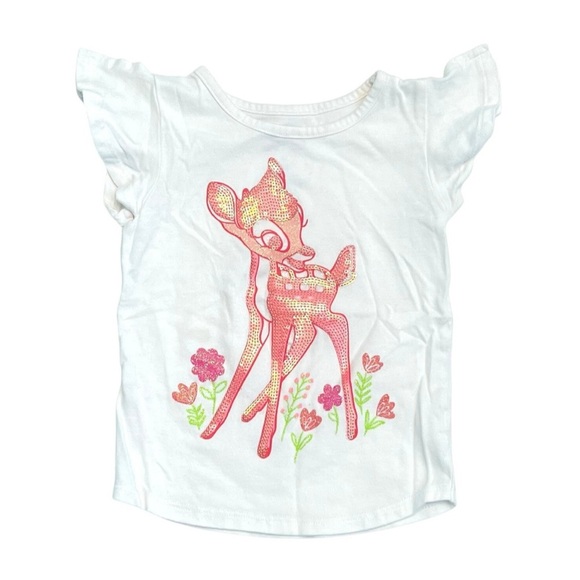 Disney Other - DISNEY BAMBI White Tee with Sequins & Floral Design KIDS Girls 2T - SO CUTE!